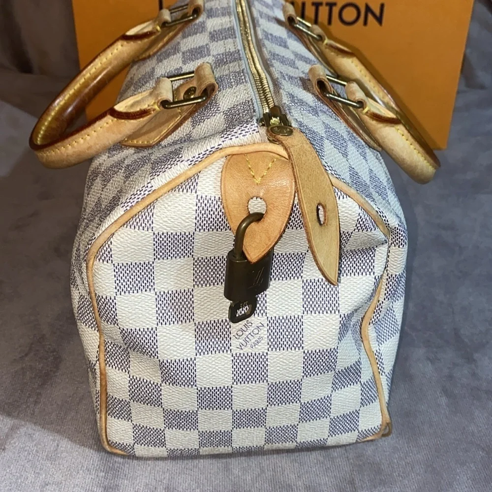 Louis Vuitton Speedy 25 Damier Azur Satchel